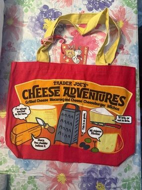 Trader Joe's Cheese Adventures Red and Yellow Tote Bag